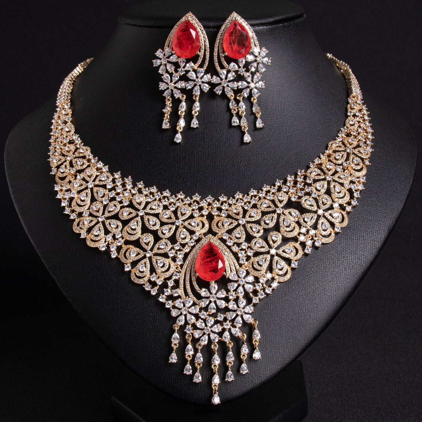 Vintage Water Drop Flower Earrings 18K Gold Plated Wholesale