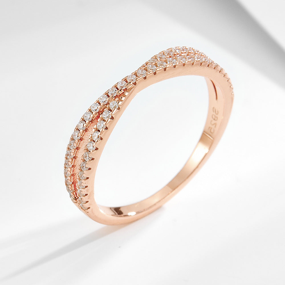 Wholesale 925 Sterling Silver A Zircon Wedding Combination European Ring