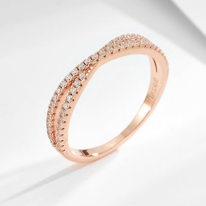 Wholesale 925 Sterling Silver A Zircon Wedding Combination European Ring