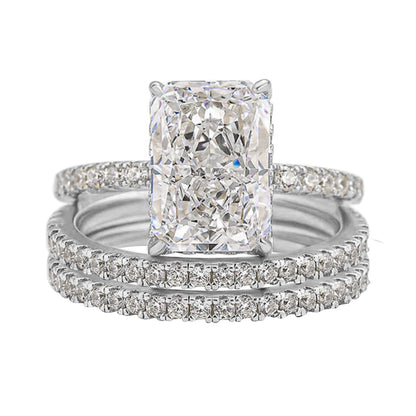 Wholesale 925 Sterling Silver Ice Flower Cut CZ Ring Set European American Light Luxury