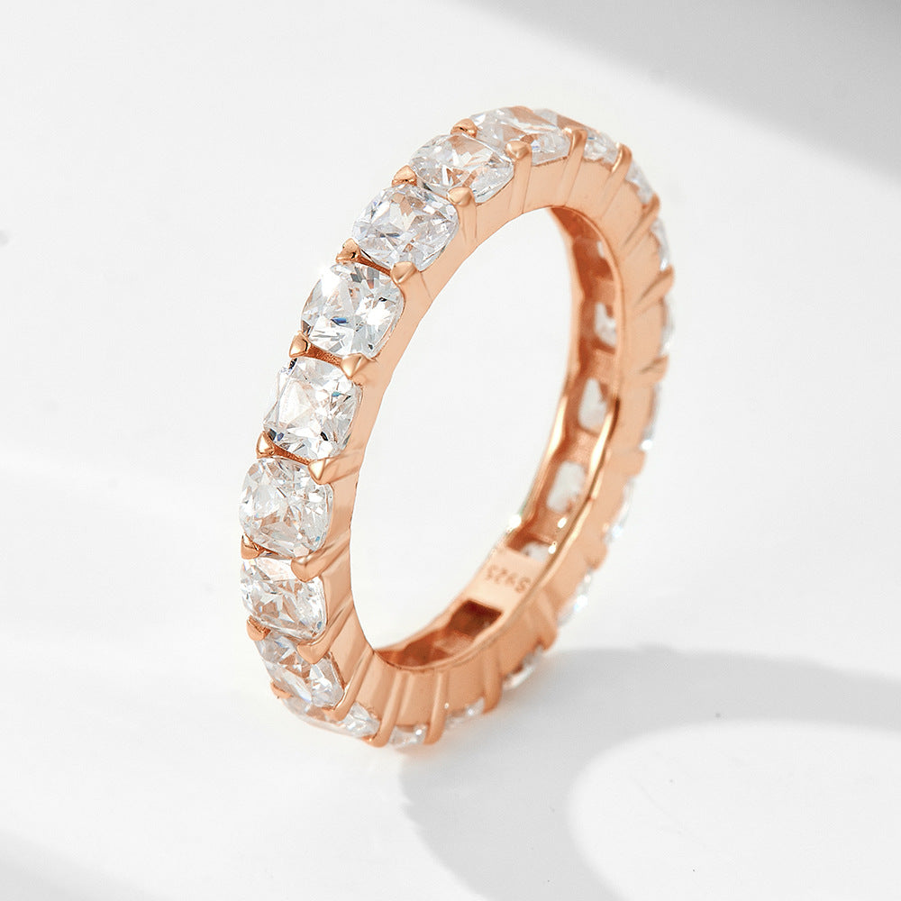 Wholesale 925 Sterling Silver A Zircon Wedding Combination European Ring