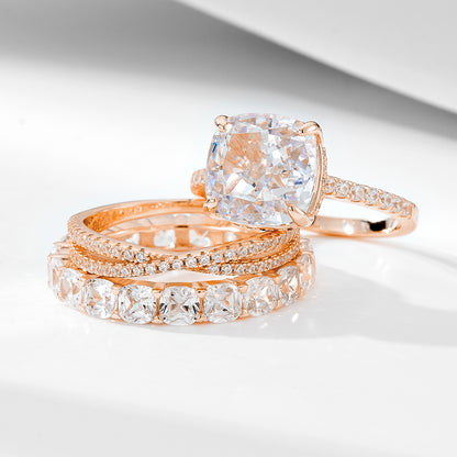 Wholesale 925 Sterling Silver A Zircon Wedding Combination European Ring