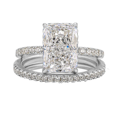 Wholesale 925 Sterling Silver Ice Flower Cut CZ Ring Set European American Light Luxury