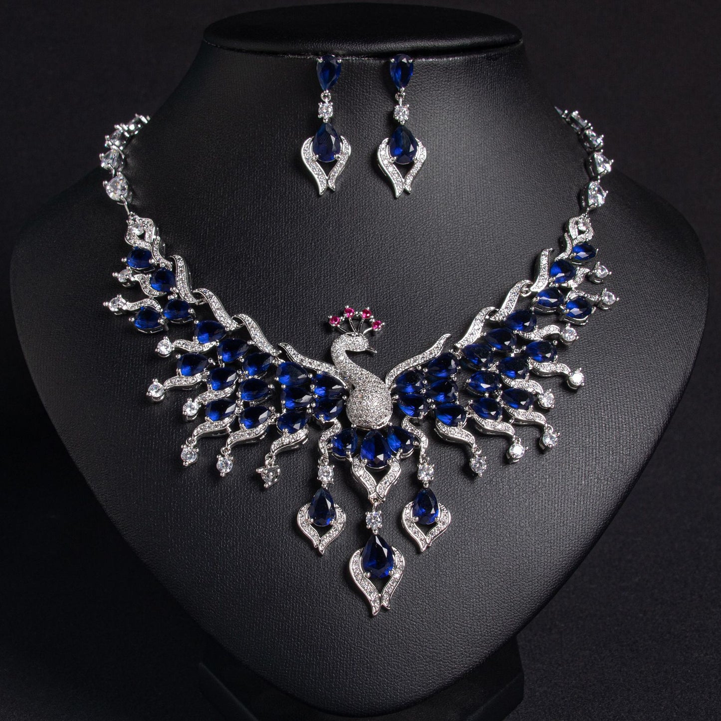 CZ Peacock Jewelry Set Gold Plated OEM View 2