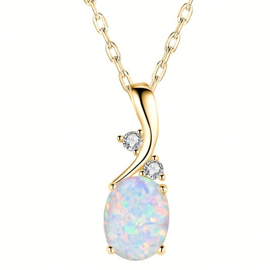 Oval White Fire Opal Pendant Necklace ｜Wholesale Opal Jewelry | Bo Cheng Jewelry