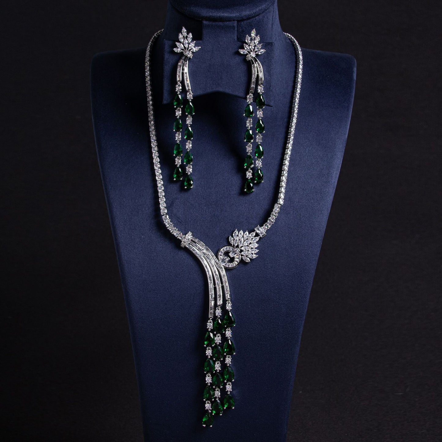 CZ Water Drop Jewelry Set Gold Plated OEM View 2