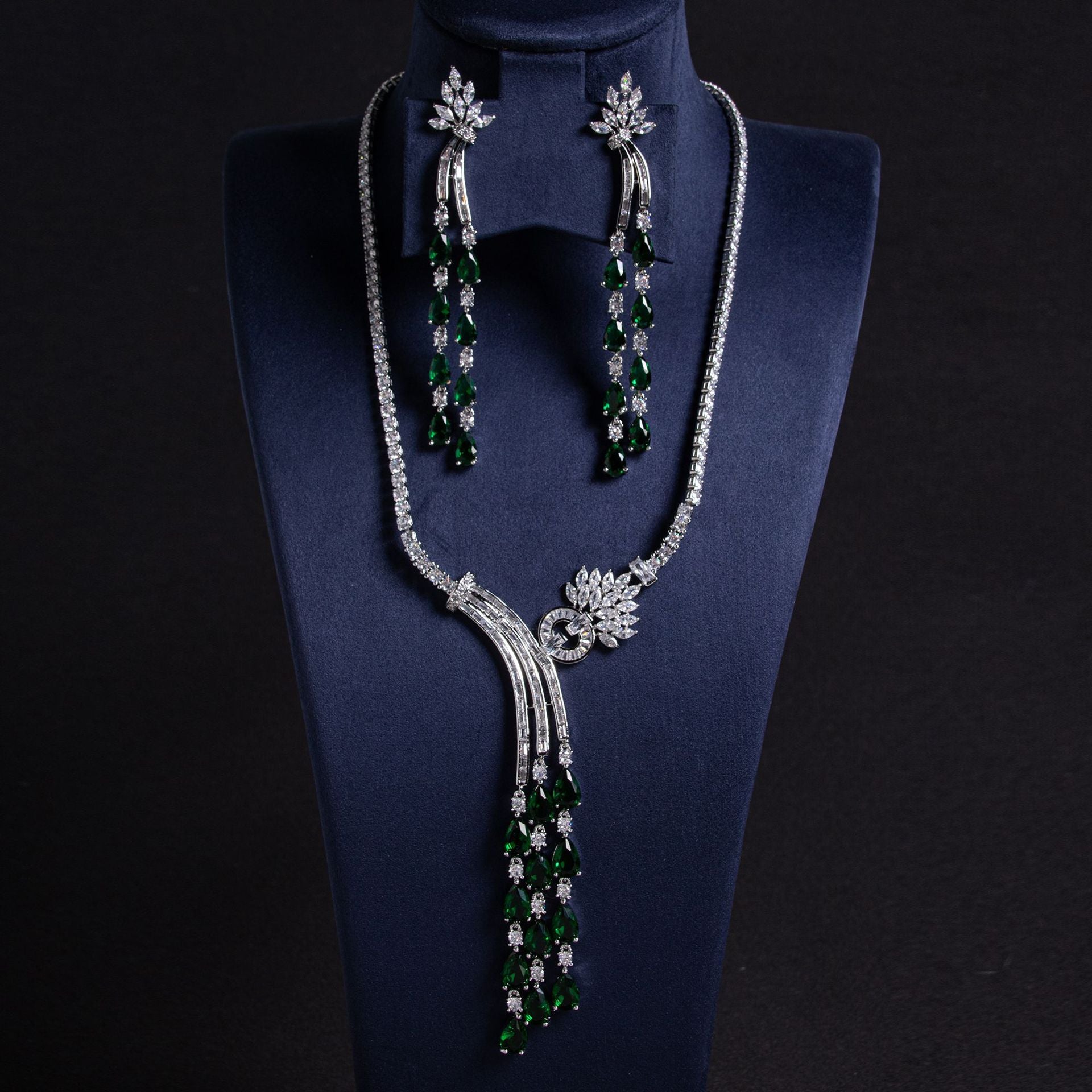 CZ Water Drop Jewelry Set Gold Plated OEM View 2