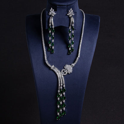 CZ Water Drop Jewelry Set Gold Plated OEM View 2