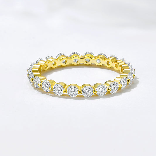 Wholesale 925 Sterling Silver Ice Flower Cut Zircon Ring Set Light Luxury Floral Design