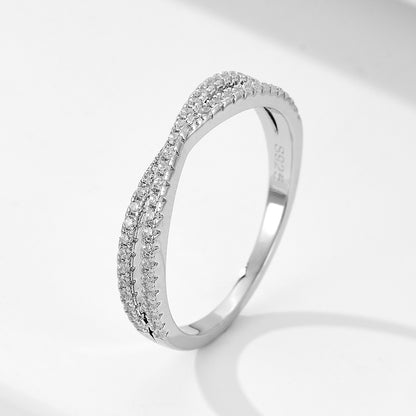 Wholesale 925 Sterling Silver A Zircon Wedding Combination European Ring