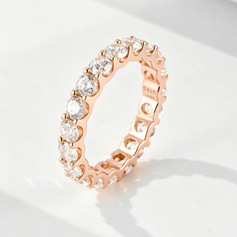 Wholesale 925 Sterling Silver Zircon Ring Simple Style