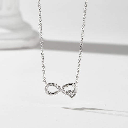 S925 Sterling Silver Lucky Number 8 Necklace for Women, European and American Ins Style, Personalize
