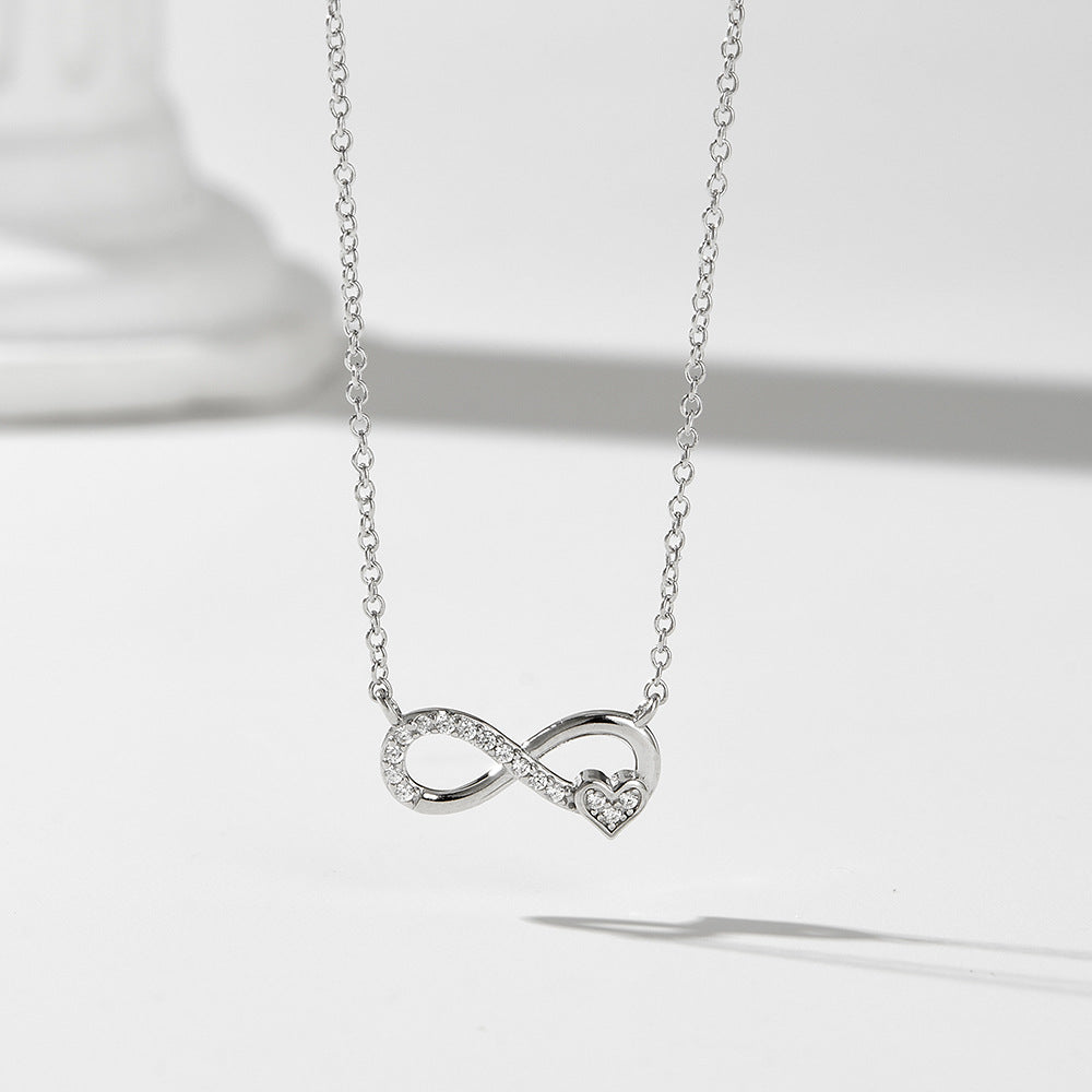 S925 Sterling Silver Lucky Number 8 Necklace for Women, European and American Ins Style, Personalize