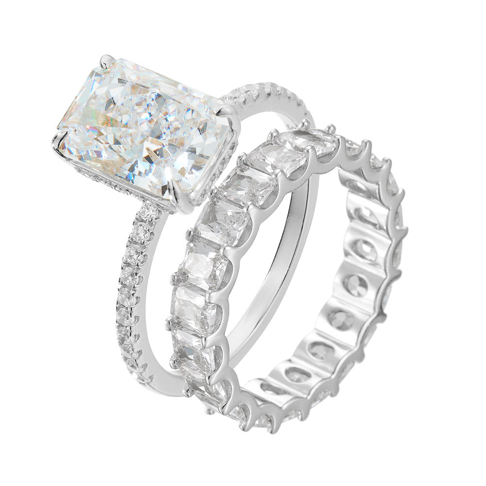 Wholesale 925 Sterling Silver Zircon Ring Set Ins Style Simple Style