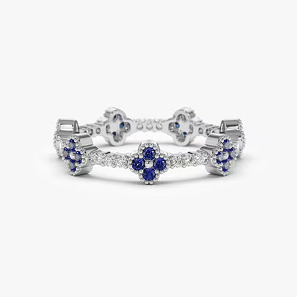 Wholesale 925 Sterling Silver Four-Leaf Clover Zircon Ring Light Luxury Four-Leaf Clover