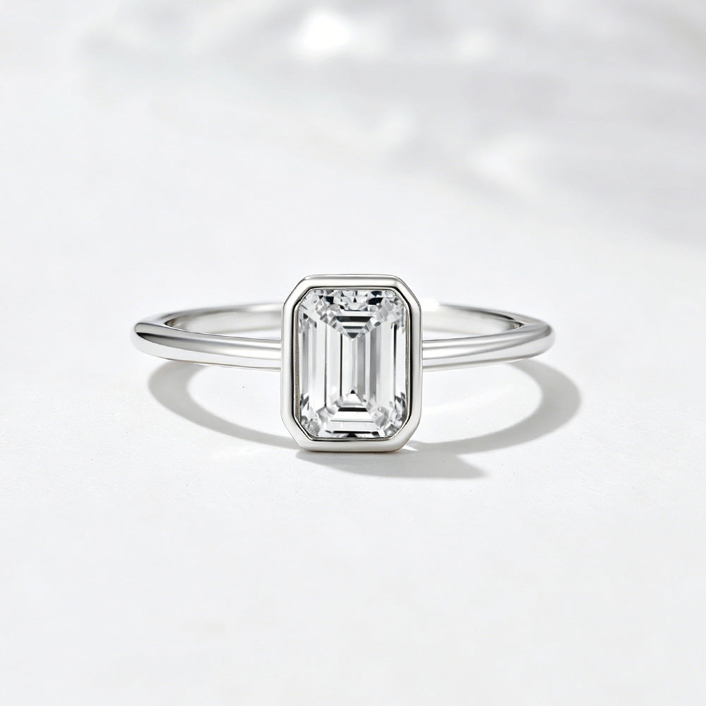 Wholesale 925 Sterling Silver Zircon Ring Simple Style