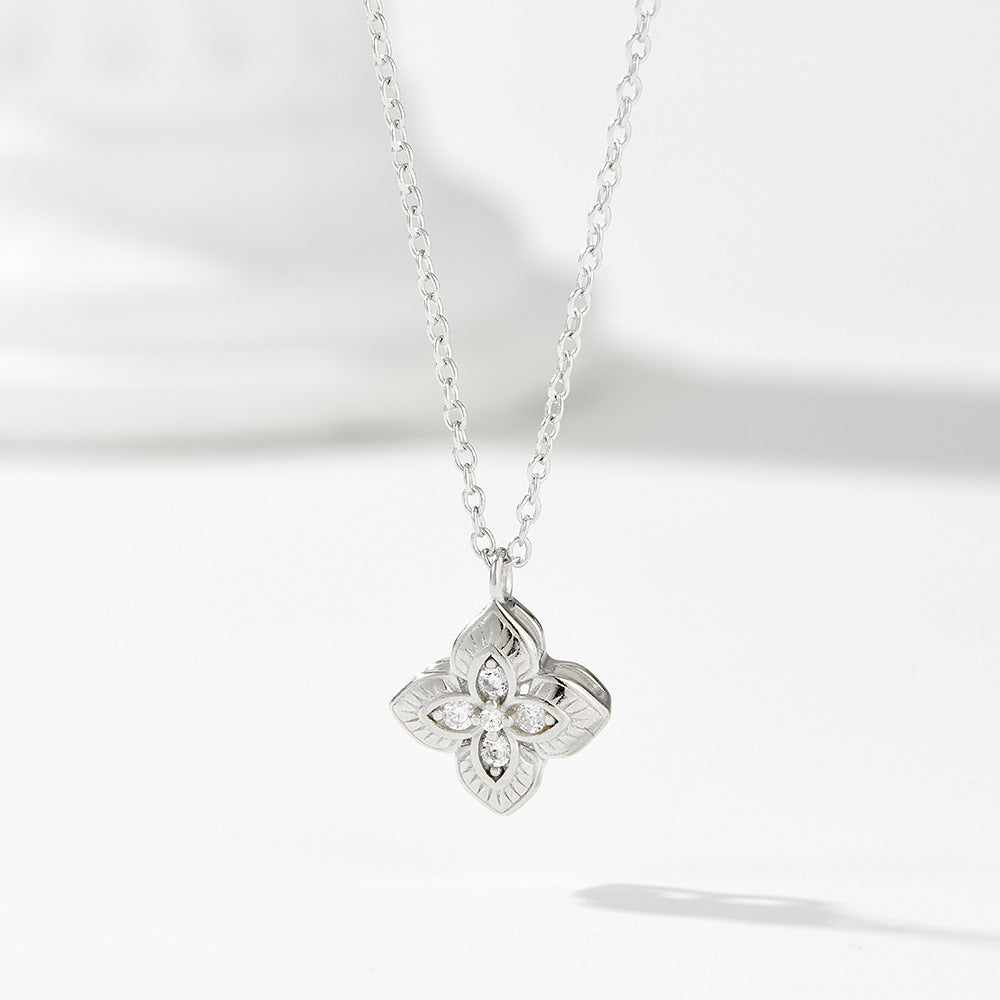 European and American Cross-Border Ins-Style Four-Leaf Clover Pendant Necklace, 925 Sterling Silver