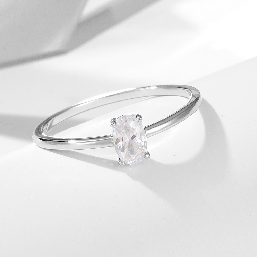 Wholesale 925 Sterling Silver Zircon Ring Simple Style