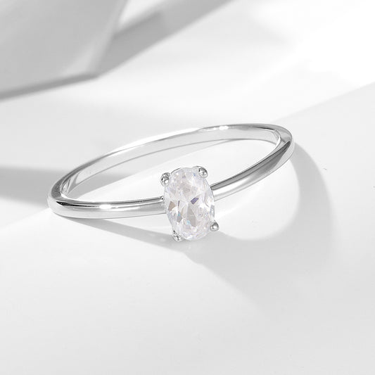 Wholesale 925 Sterling Silver Zircon Ring Simple Style