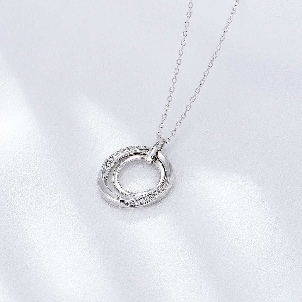 S925 Sterling Silver Diamond Necklace Women's Retro Accessible Luxury High-End Simple Style Design D