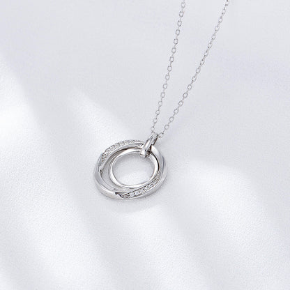 S925 Sterling Silver Diamond Necklace Women's Retro Accessible Luxury High-End Simple Style Design D