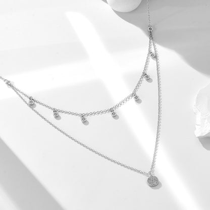 European and American cross-border jewelry s925 sterling silver double-layer necklace women's simple
