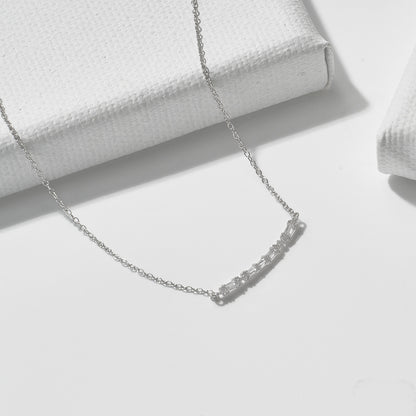 S925 sterling silver rectangular zircon smile pendant necklace European and American light luxury ni