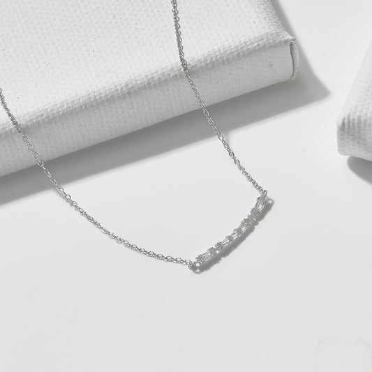 S925 sterling silver rectangular zircon smile pendant necklace European and American light luxury ni