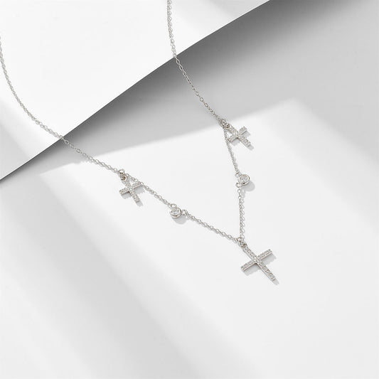 European and American Cross-border Jewelry 925 Sterling Silver Cross Necklace Women's Simple ins Nic