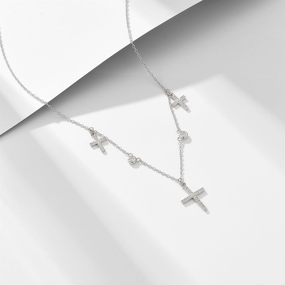 European and American Cross-border Jewelry 925 Sterling Silver Cross Necklace Women's Simple ins Nic