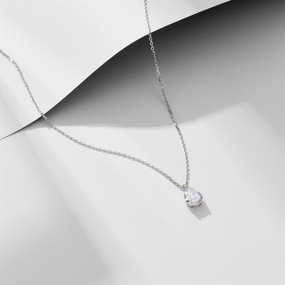 S925 Sterling Silver Water Drop Zircon Necklace Women's Light Luxury ins Niche Design Advanced Sense