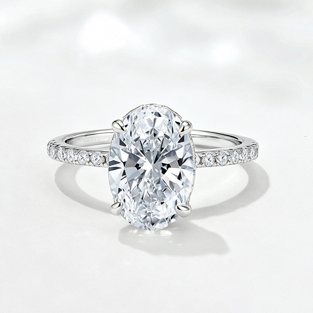 Wholesale 925 Sterling Silver Ice Flower Cut Zircon Ring Light Luxury Floral Design