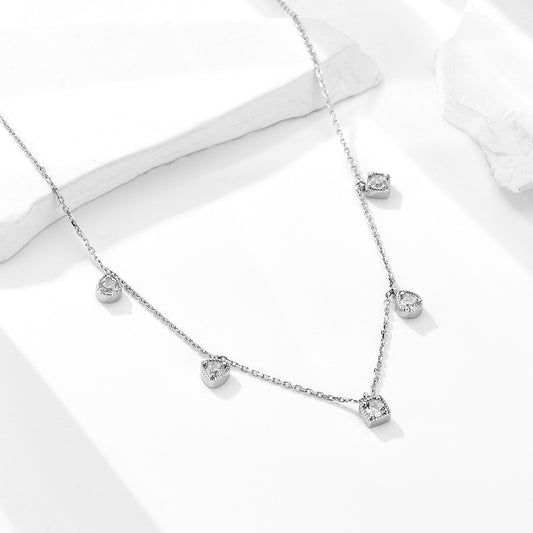 European and American Cross-border Geometric Small Square Zircon Pendant Necklace Women's S925 Sterl