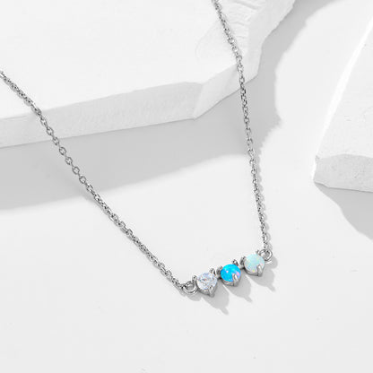 Colorful Opal sterling silver necklace for women European and American cross-border light luxury fashion simple all-match clavicle chain