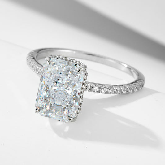 Wholesale 925 Sterling Silver Ice Flower Cut Zircon Ring Floral Design