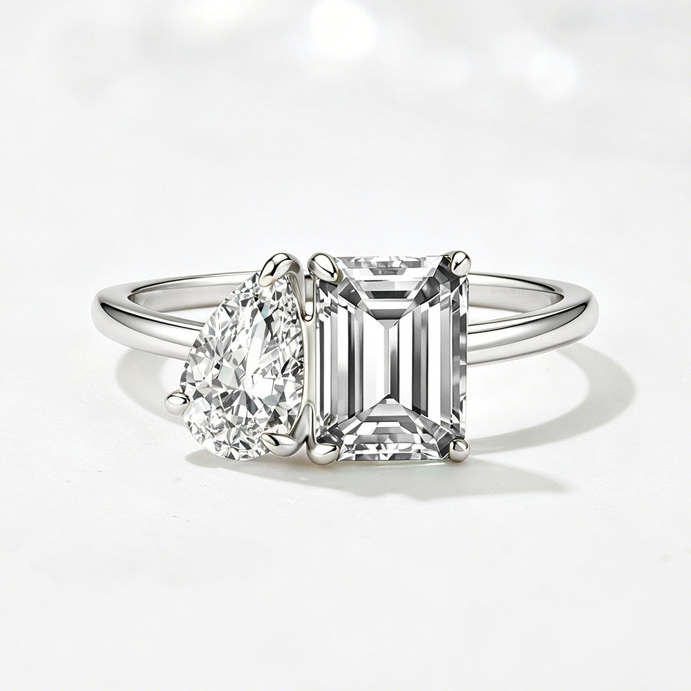 Wholesale 925 Sterling Silver Zircon Ring Niche Design Geometric
