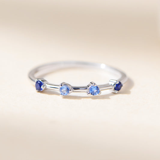 Wholesale 925 Sterling Silver Exquisite Compact Fresh Gradient Blue Ring