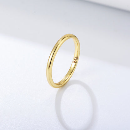 Wholesale 925 Sterling Silver Plain Ring 14K Gold Plated Korean Ins Niche Normcore Accessible Luxury Thin Ring