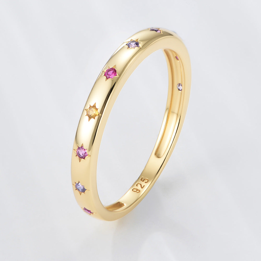 Wholesale 925 Sterling Silver Zircon Ring Ins Style Niche Design