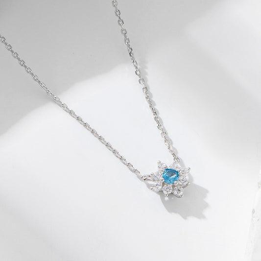 European and American cross-border jewelry small fresh flower diamond pendant necklace female s925 s