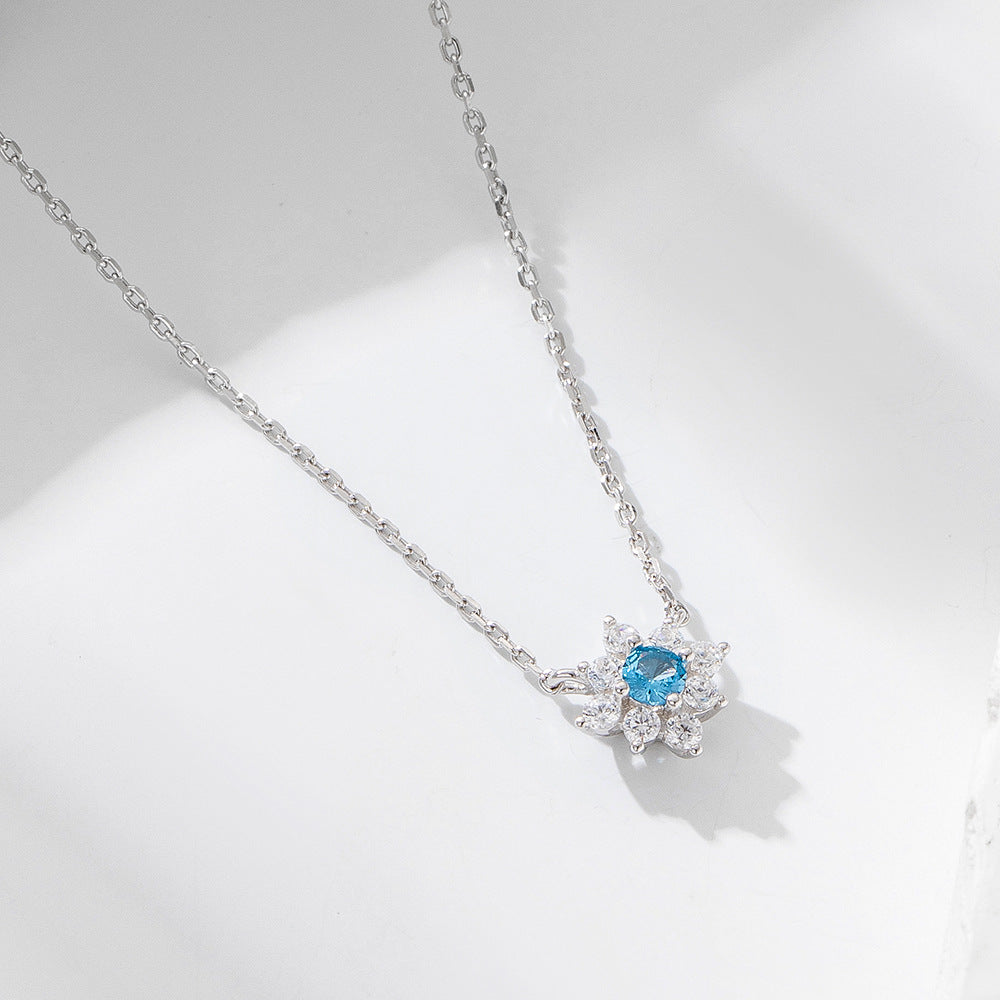 European and American cross-border jewelry small fresh flower diamond pendant necklace female s925 s