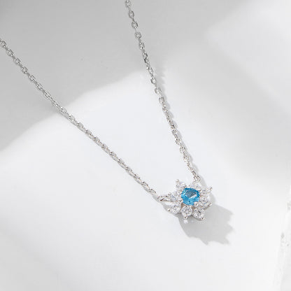 European and American cross-border jewelry small fresh flower diamond pendant necklace female s925 s
