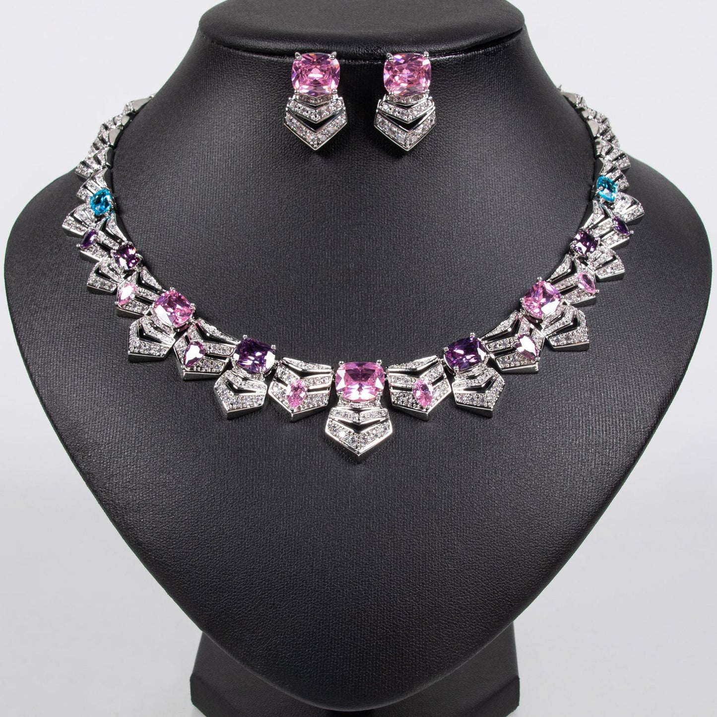 CZ Sparkle Bridal Jewelry Set Gold Plated OEM View 2