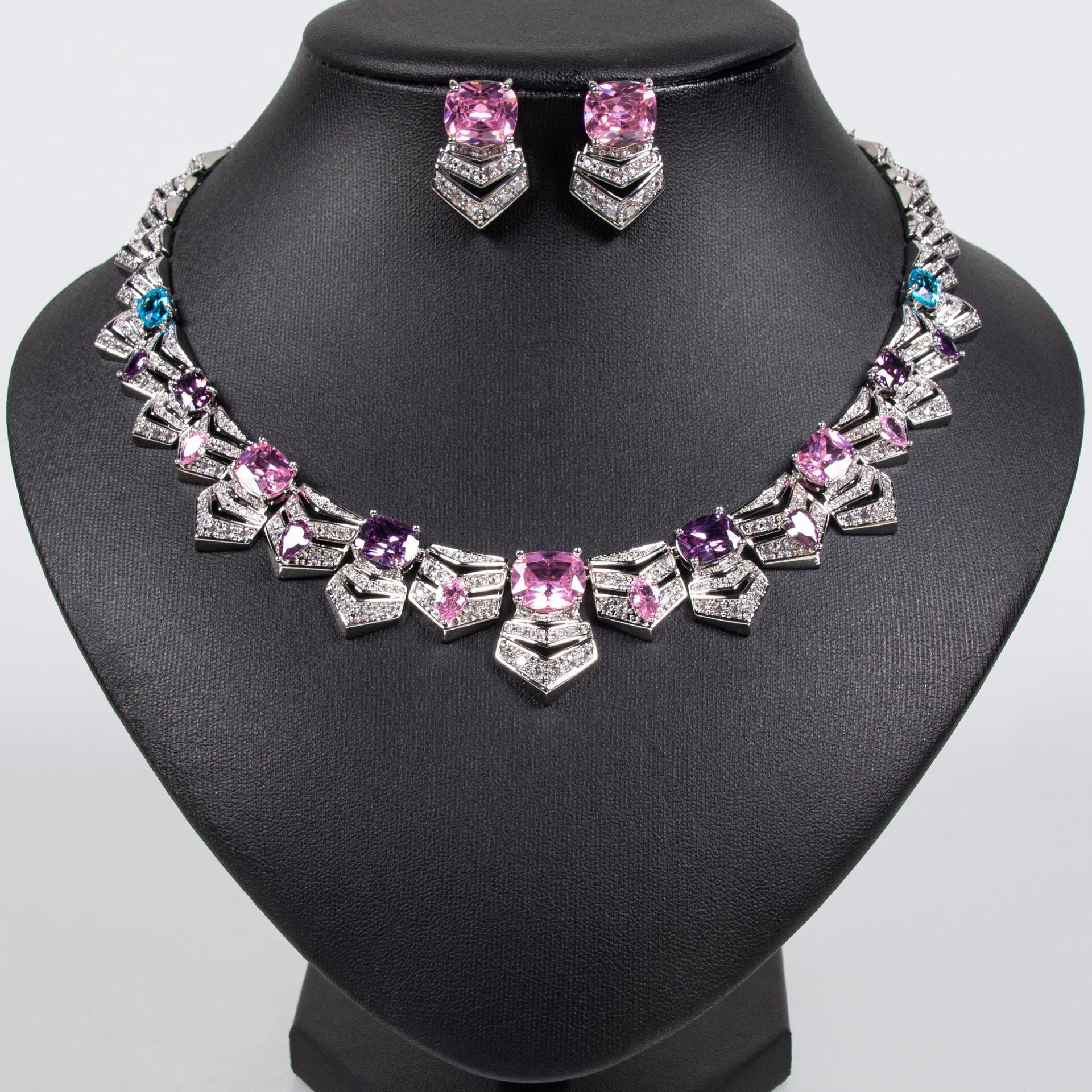 CZ Sparkle Bridal Jewelry Set Gold Plated OEM View 2