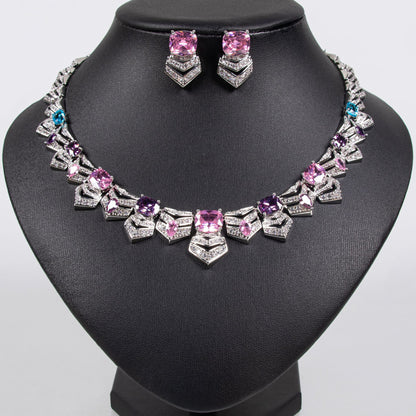 CZ Sparkle Bridal Jewelry Set Gold Plated OEM View 2