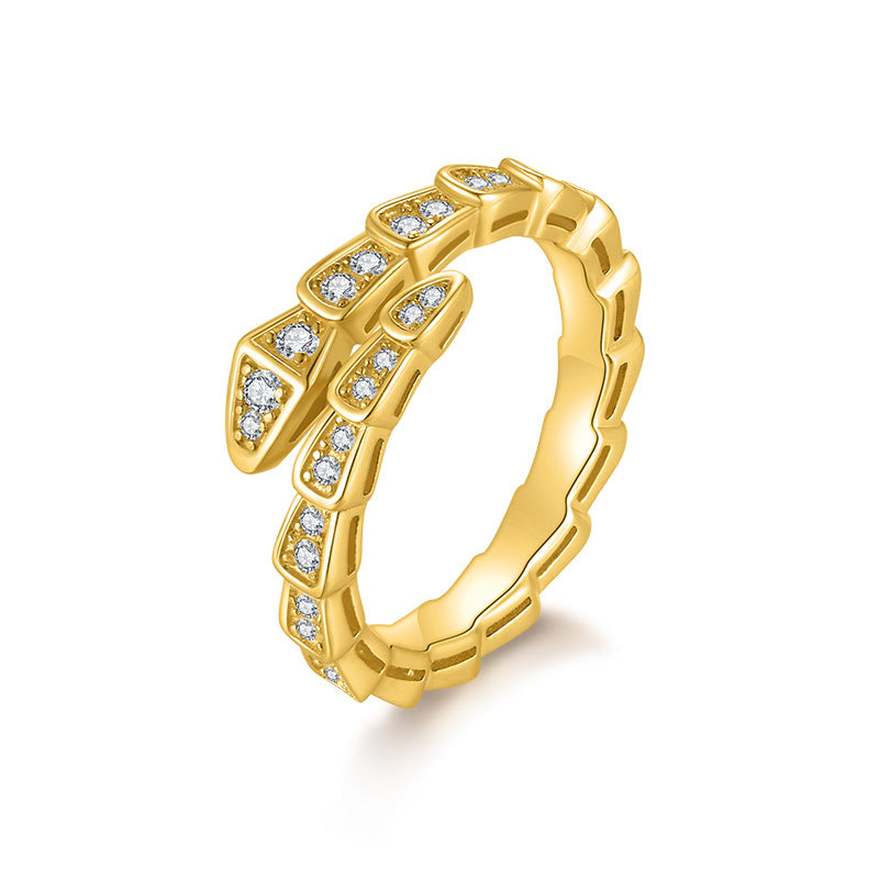 925 Silver Snake-Shaped Ring | Moissanite or CZ