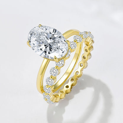 Wholesale 925 Sterling Silver Ice Flower Cut Zircon Ring Set Light Luxury Floral Design