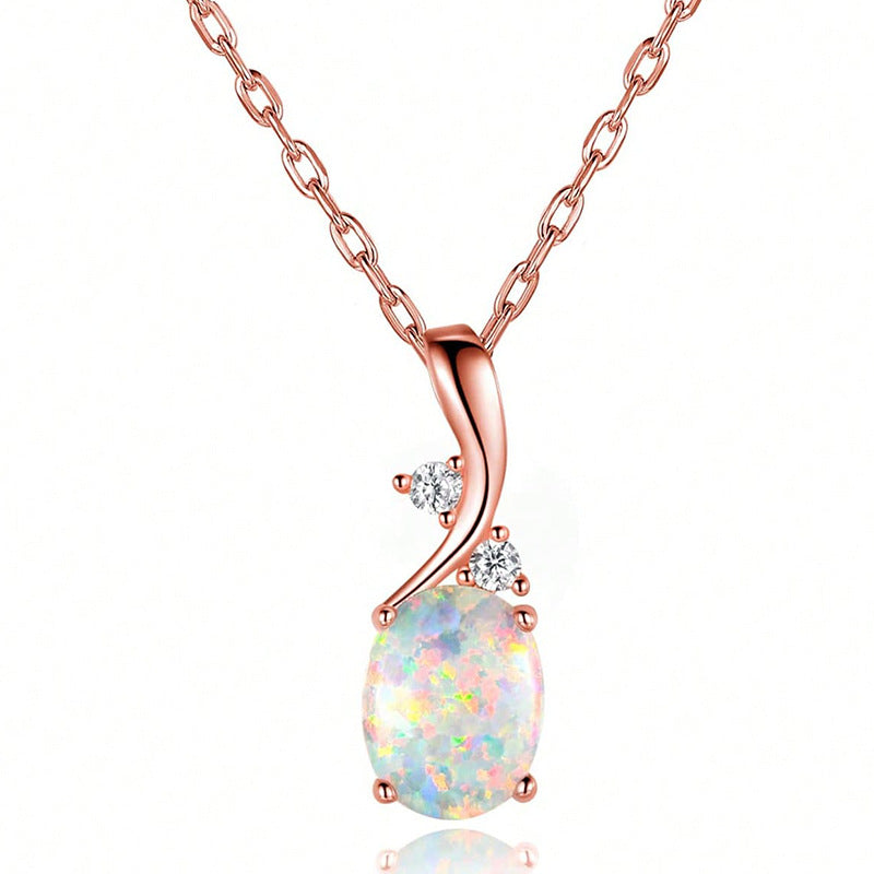 Oval White Fire Opal Pendant Necklace ｜Wholesale Opal Jewelry | Bo Cheng Jewelry