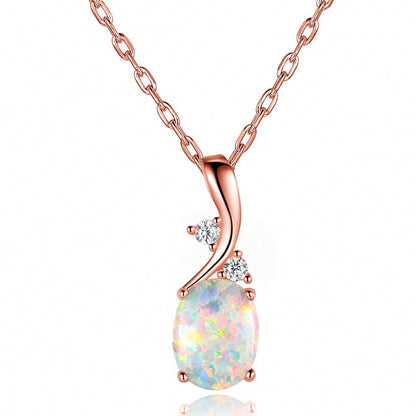 Oval White Fire Opal Pendant Necklace ｜Wholesale Opal Jewelry | Bo Cheng Jewelry