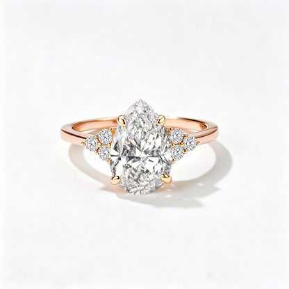 Wholesale 925 Sterling Silver Zircon Ring Elegant Style Pear Shape